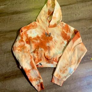 Orange Tye dye cropped butterfly hoodie